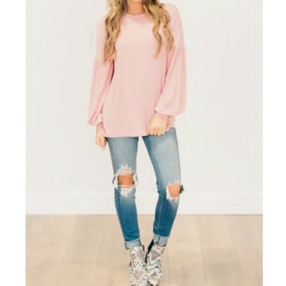 NEW Blush Bubble Sleeve Top - Picture 5 of 8